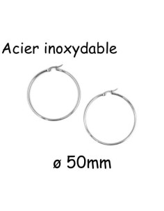 Créoles argenté en acier inoxydable 50mm