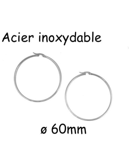 Créole argenté en acier inoxydable 60mm