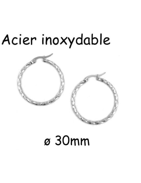 Créole torsadée en acier inoxydable 30mm