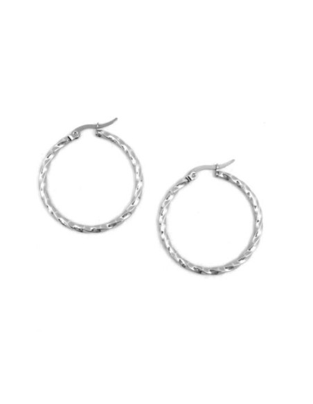 Boucles d'oreilles rondes torsadées argenté