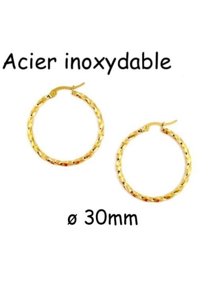 Créole doré torsadée en acier inoxydable