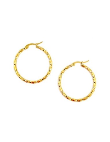 Boucles d'oreilles créoles doré torsadées en acier