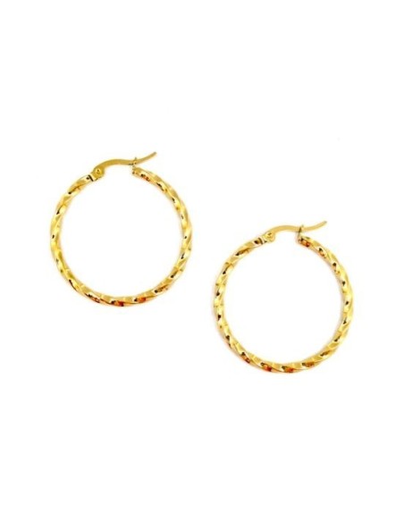 Boucles d'oreilles créoles doré torsadées en acier