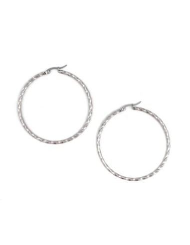 Boucle d'oreilles torsadée en acier inoxydable argenté 55mm