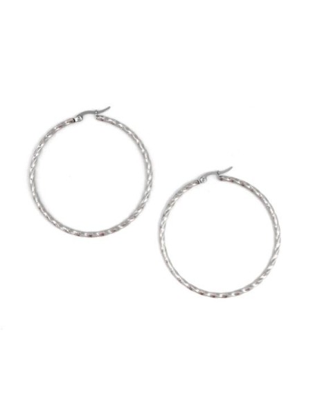 Boucle d'oreilles torsadée en acier inoxydable argenté 55mm