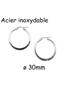 Créole plate argenté en acier inoxydable 30mm