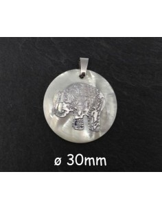 Pendentif éléphant en nacre