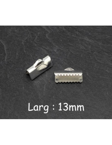 Embout griffe 13mm en métal argenté blanc lisse