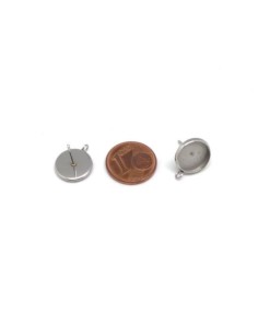 Support boucle d'oreilles tige pour cabochon 10mm en acier 2
