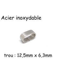 Perle passant argenté en acier inoxydable pour 2 cordons 6mm