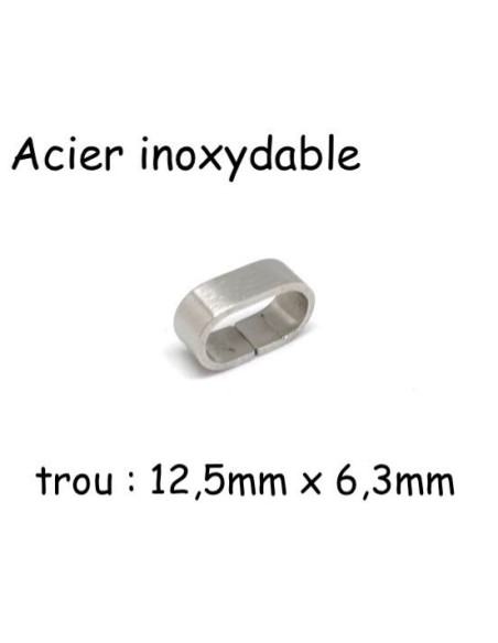 Perle passant argenté en acier inoxydable pour 2 cordons 6mm