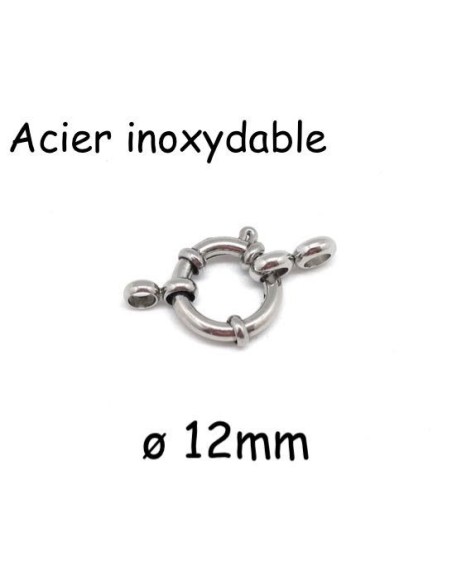 Fermoir mousqueton bouée en acier inoxydable argenté