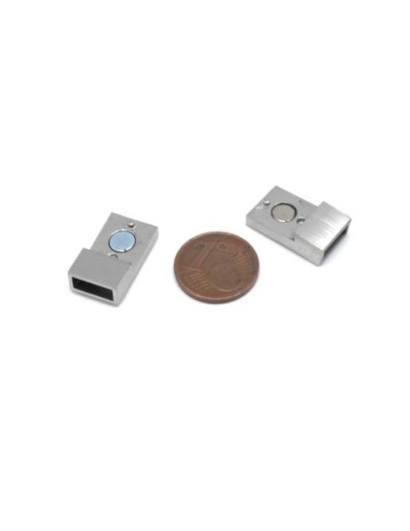 Fermoir magnétique pour lanière de 8mm en acier inoxydable argenté brossé
