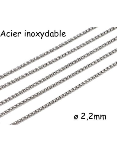 chaîne cordon de 2mm en métal acier inoxydable argenté
