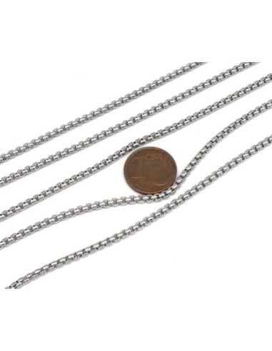 chaînette cordon souple argenté de 2mm en acier inoxydable