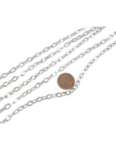 chaîne argenté maillon forçat ovale en acier inoxydable - maillon 4mm x 6,5mm 2