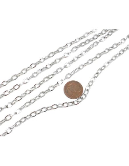 chaînette maillon forçat ovale en acier inoxydable argenté