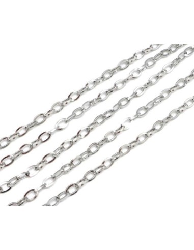 chaîne argenté maillon forçat ovale en acier inoxydable large