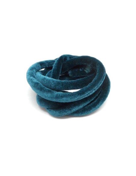 Cordon spaghetti élastique bleu pétrole en velours  Cordon spaghetti élastique bleu pétrole en velours