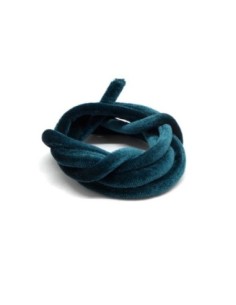 Cordon spaghetti élastique bleu pétrole en velours 2