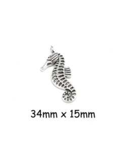 Pendentif hippocampe argenté en métal 34mm