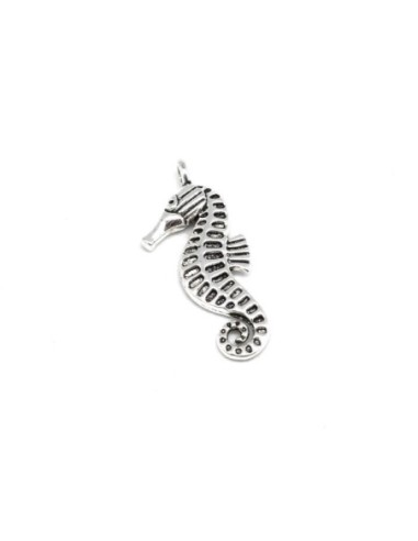 Pendentif hippocampe pas cher argenté en métal 34mm