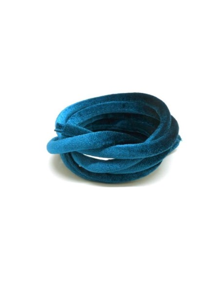 Cordon spaghetti élastique bleu canard en velours 5mm