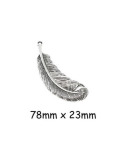 Pendentif plume argenté arrondi