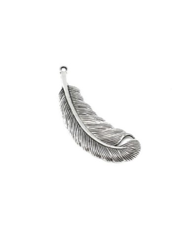 Pendentif plume argenté arrondi pas cher