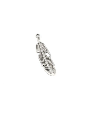 Plume argenté pour boucle d'oreilles