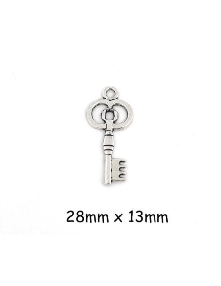 Breloque clef argenté en métal