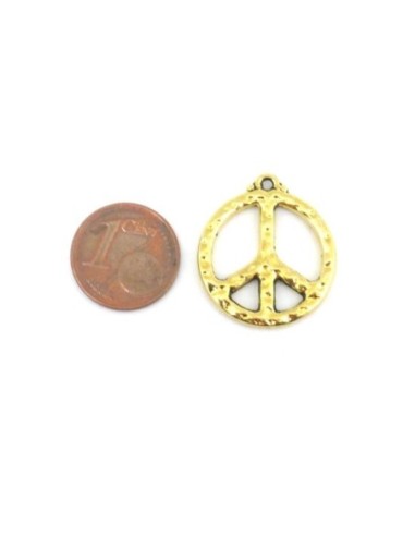 Pendentif rond peace and love doré 