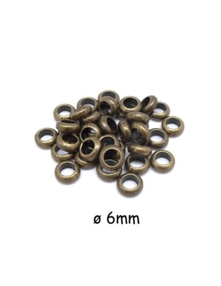 Perle rondelle fine en métal bronze pour cordon 3,5mm