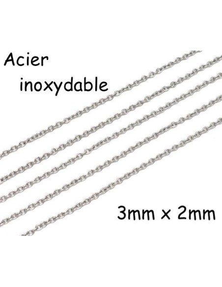 chaînette argenté fine maille forçat en acier inoxydable