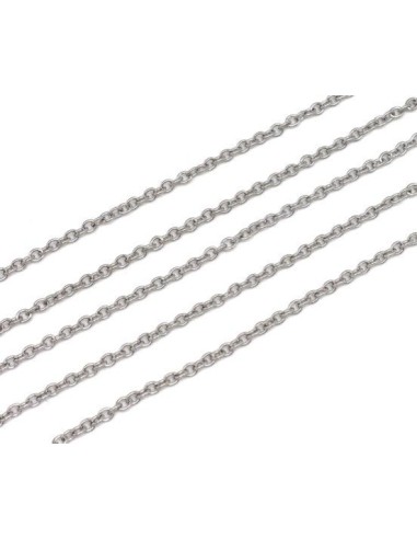 chaine argenté fine maillon forçat en acier inoxydable pas chère