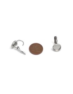 Boucles d'oreilles dormeuse pour cabochon de 8mm en acier inoxydable argenté - 1 paire 2