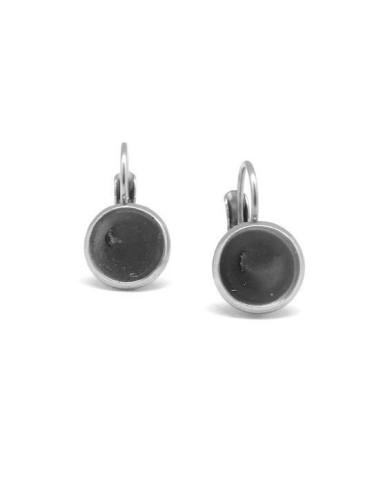 1 paire de boucle d'oreille pour cabochon de 8mm acier inox