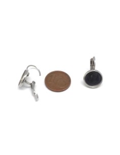 Boucles d'oreilles dormeuse pour cabochon de 10mm en acier inoxydable argenté - 1 paire 2