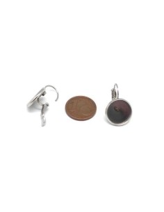 Boucles d'oreilles dormeuse pour cabochon de 12mm en acier inoxydable argenté - 1 paire 2