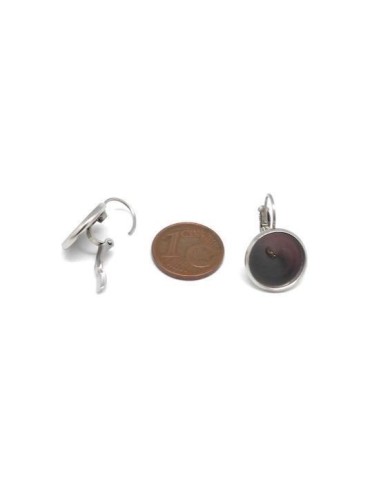 Support BO pour cabochon rond de 12mm en acier inox argenté