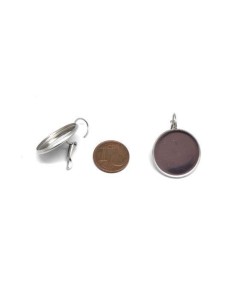 Boucles d'oreilles dormeuse pour cabochon de 20mm en acier inoxydable argenté - 1 paire 2