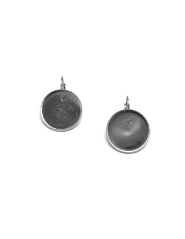 BO dormeuse pour cabochon de 20mm en acier inoxydable argenté - 1 paire