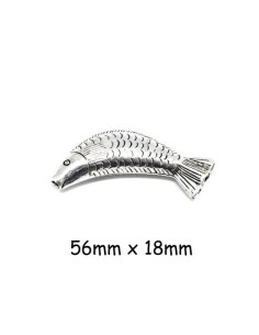 Perle poisson en métal argenté pour cordon 3mm