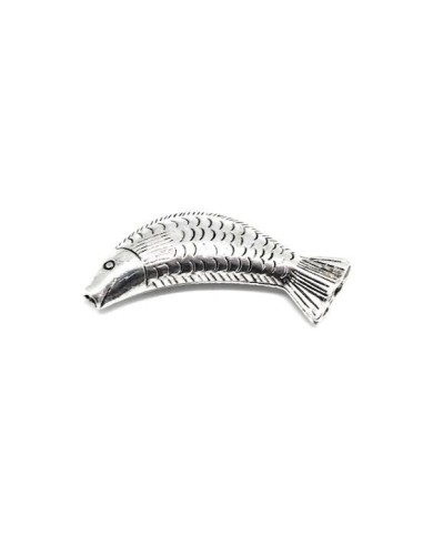 Perle passant forme poisson argenté pour création DIY