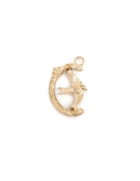 Breloque oiseau doré mobile en métal