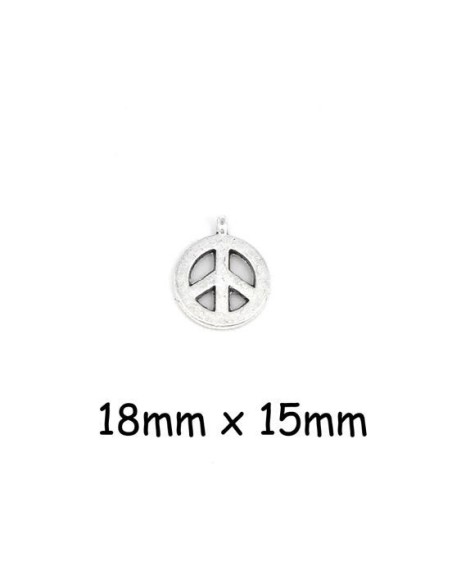 Breloque Peace and Love argenté en métal