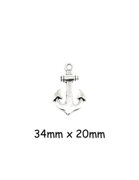 Breloque ancre marine en métal argenté
