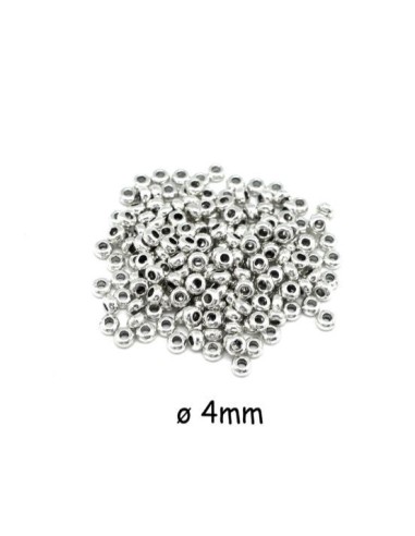 Mini perle rondelle argenté pour cordon cuir 1,5mm