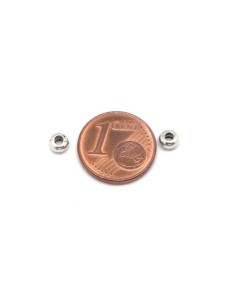 Mini perle rondelle argenté pour cordon cuir 1,5mm 2