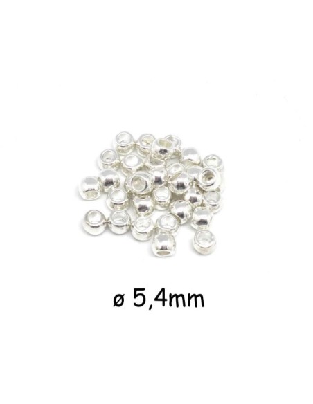 Perle ronde 5mm en métal argenté brillant